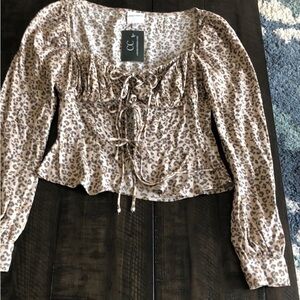 CC Beige Leopard Print Crop Top